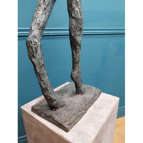 290 - Exceptional quality bronze sculpture of a Lady on slate base. {166 cm H x 30 cm W x 30 cm D} includi... 