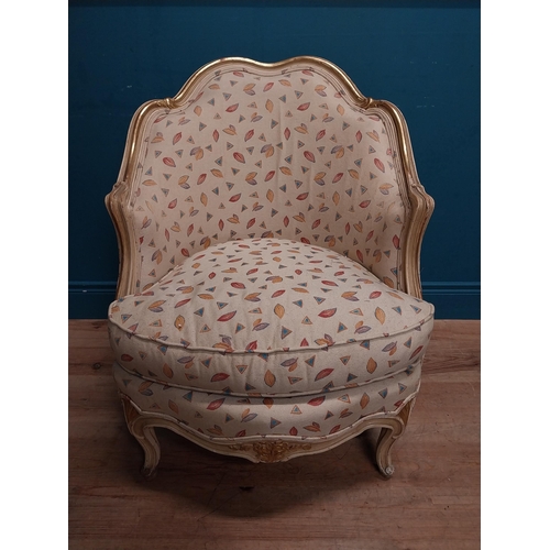 302 - Pair of early 20th C. French upholstered giltwood chairs raised on cabriole legs. {82 cm H x 65 cm W... 