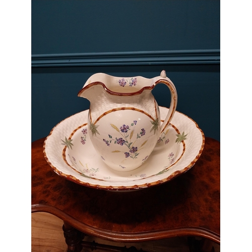 319 - 19th C. hand painted ceramic Spode jug and basin set {32 cm H x 40 cm Dia.}.