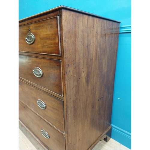 327 - Georgian mahogany chest of drawers with two short drawers over three long drawers and brass handles ... 