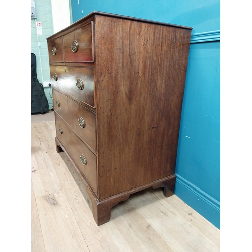 327 - Georgian mahogany chest of drawers with two short drawers over three long drawers and brass handles ... 