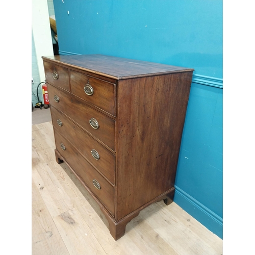 327 - Georgian mahogany chest of drawers with two short drawers over three long drawers and brass handles ... 