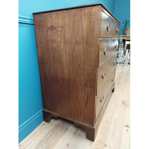 327 - Georgian mahogany chest of drawers with two short drawers over three long drawers and brass handles ... 