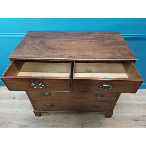 327 - Georgian mahogany chest of drawers with two short drawers over three long drawers and brass handles ... 