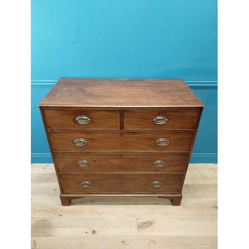 327 - Georgian mahogany chest of drawers with two short drawers over three long drawers and brass handles ... 