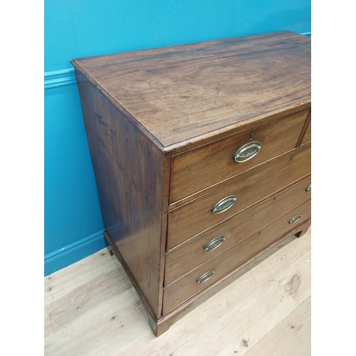 327 - Georgian mahogany chest of drawers with two short drawers over three long drawers and brass handles ... 