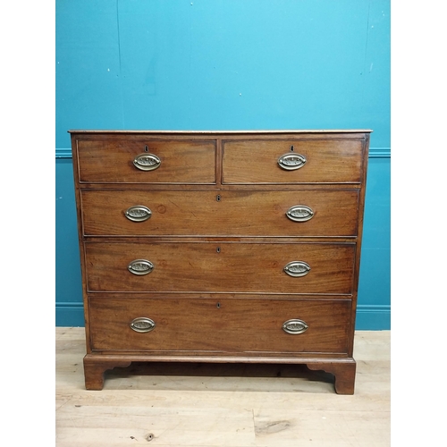 327 - Georgian mahogany chest of drawers with two short drawers over three long drawers and brass handles ... 