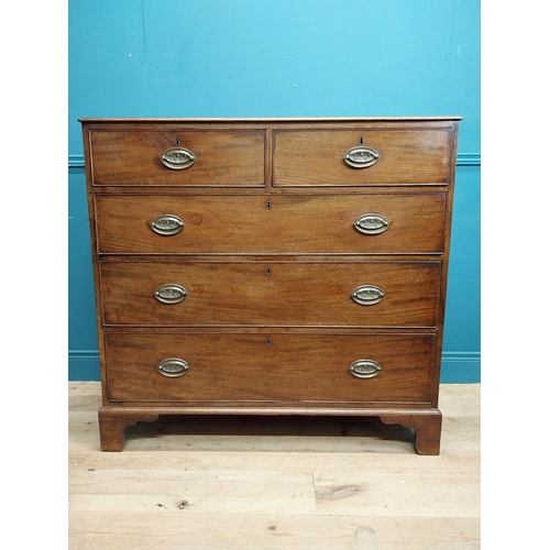 327 - Georgian mahogany chest of drawers with two short drawers over three long drawers and brass handles ... 