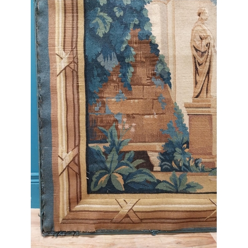 328 - 19th C. French tapestry depicting formal garden scene. {173 cm H x 172 cm W}.