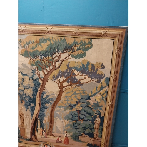 328 - 19th C. French tapestry depicting formal garden scene. {173 cm H x 172 cm W}.