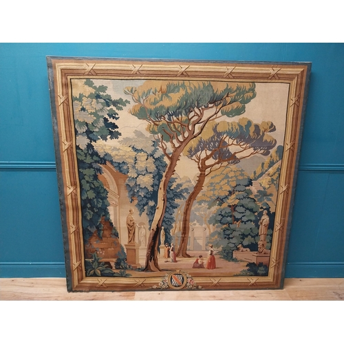 328 - 19th C. French tapestry depicting formal garden scene. {173 cm H x 172 cm W}.