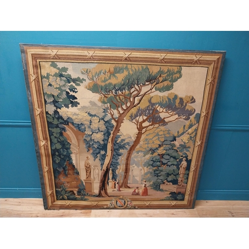 328 - 19th C. French tapestry depicting formal garden scene. {173 cm H x 172 cm W}.