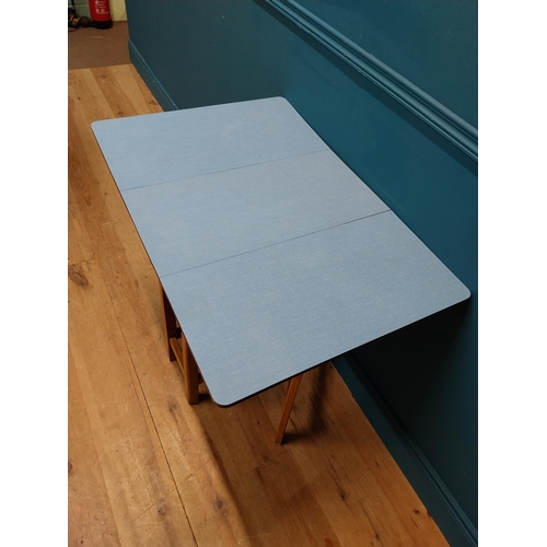 339 - Retro kitchen table with drop down sides and Formica top. {73 cm H x 61 cm W x 31 cm D}.