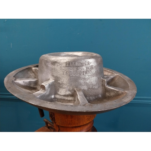 343 - Rare alloy Hat mould stamped M Balaguer Octobre 1956 Valencia.   {14 cm H x 38 cm W x 40 cm D}