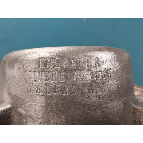 343 - Rare alloy Hat mould stamped M Balaguer Octobre 1956 Valencia.   {14 cm H x 38 cm W x 40 cm D}