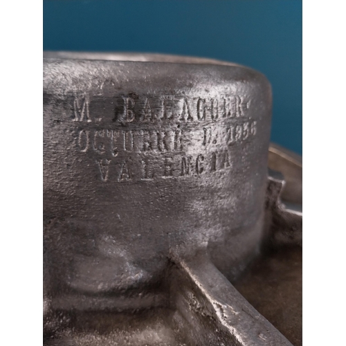 343 - Rare alloy Hat mould stamped M Balaguer Octobre 1956 Valencia.   {14 cm H x 38 cm W x 40 cm D}