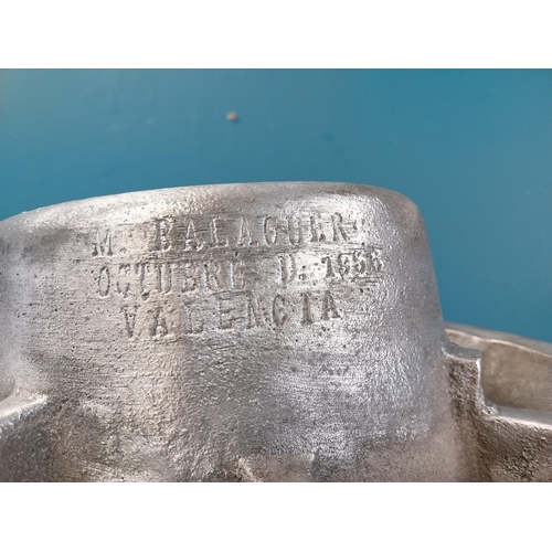 343 - Rare alloy Hat mould stamped M Balaguer Octobre 1956 Valencia.   {14 cm H x 38 cm W x 40 cm D}