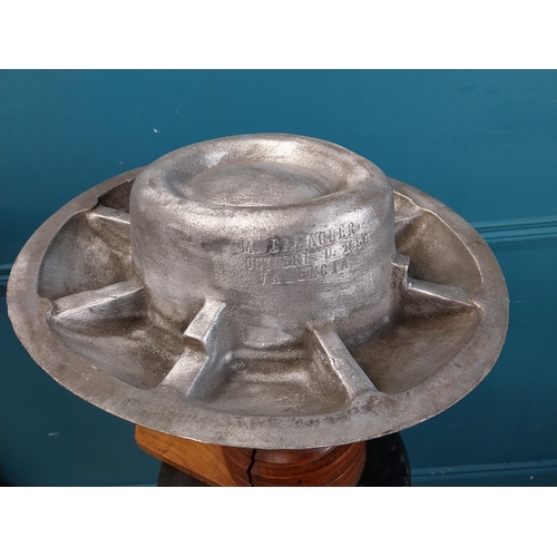 343 - Rare alloy Hat mould stamped M Balaguer Octobre 1956 Valencia.   {14 cm H x 38 cm W x 40 cm D}