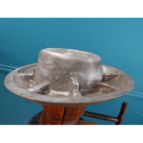 343 - Rare alloy Hat mould stamped M Balaguer Octobre 1956 Valencia.   {14 cm H x 38 cm W x 40 cm D}