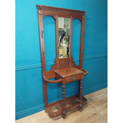 350 - Edwardian mahogany hall stand. {194 cm H x 96 cm W x 38 cm D}.