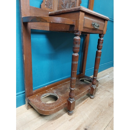 350 - Edwardian mahogany hall stand. {194 cm H x 96 cm W x 38 cm D}.