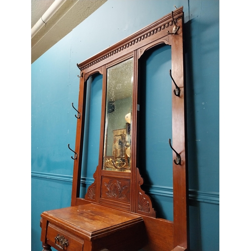 350 - Edwardian mahogany hall stand. {194 cm H x 96 cm W x 38 cm D}.