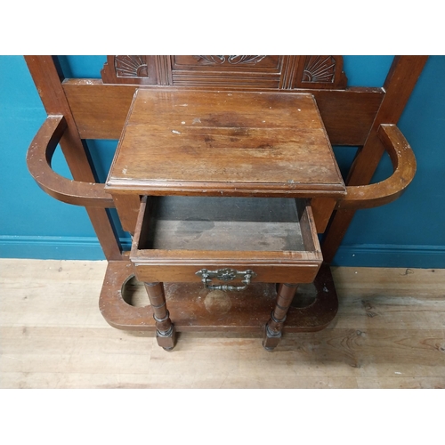 350 - Edwardian mahogany hall stand. {194 cm H x 96 cm W x 38 cm D}.