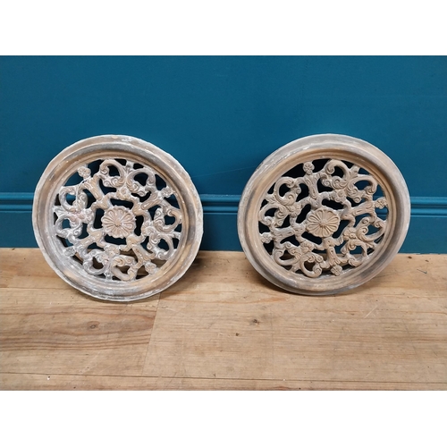 351 - Pair of 19th C. decorative terracotta circular wall vents. {32 cm Dia. x 8 cm D}.