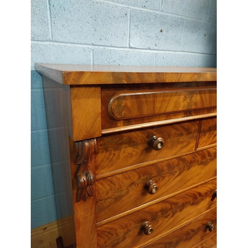 357 - Victorian mahogany Scotch chest of drawers with two short drawers over three long drawers. {128 cm H... 