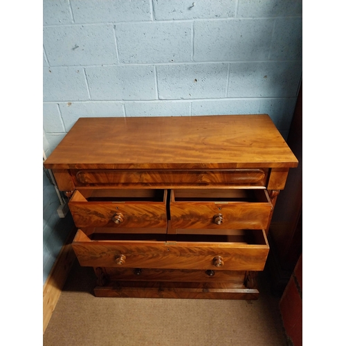 357 - Victorian mahogany Scotch chest of drawers with two short drawers over three long drawers. {128 cm H... 