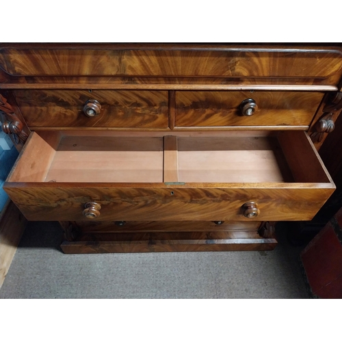 357 - Victorian mahogany Scotch chest of drawers with two short drawers over three long drawers. {128 cm H... 