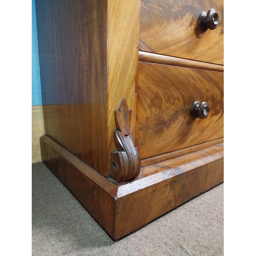 357 - Victorian mahogany Scotch chest of drawers with two short drawers over three long drawers. {128 cm H... 