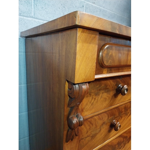 357 - Victorian mahogany Scotch chest of drawers with two short drawers over three long drawers. {128 cm H... 