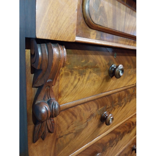 357 - Victorian mahogany Scotch chest of drawers with two short drawers over three long drawers. {128 cm H... 