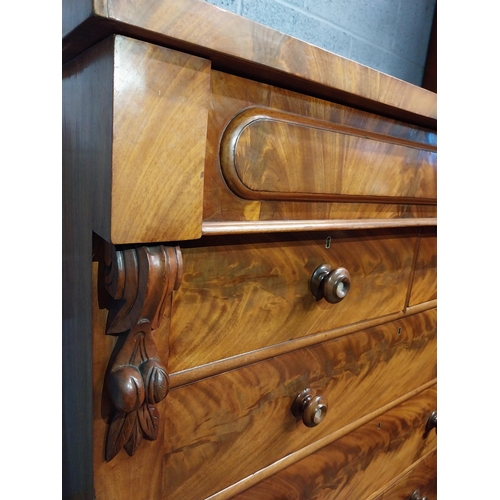 357 - Victorian mahogany Scotch chest of drawers with two short drawers over three long drawers. {128 cm H... 