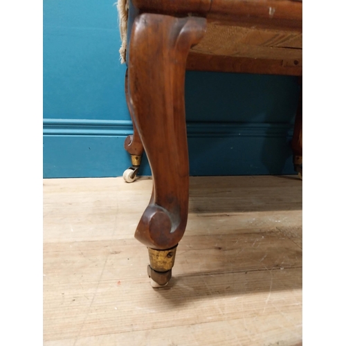 360 - 19th C. mahogany foot stool with upholstered tapestry seat. {36 cm H x 52 cm W x 38 cm D}.