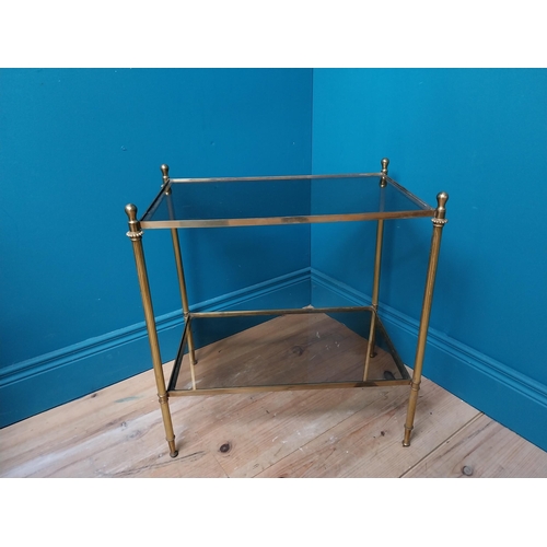 367 - 1940's brass and glass lamp table. {58 cm H x 55 cm W x 44 cm D}.