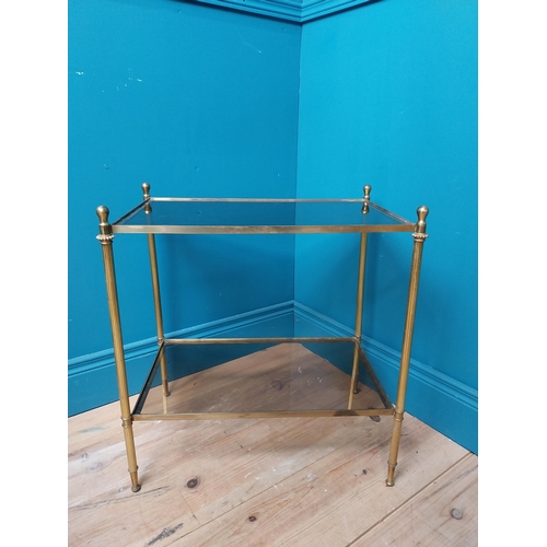 367 - 1940's brass and glass lamp table. {58 cm H x 55 cm W x 44 cm D}.