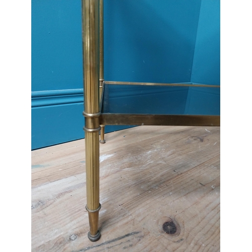 367 - 1940's brass and glass lamp table. {58 cm H x 55 cm W x 44 cm D}.