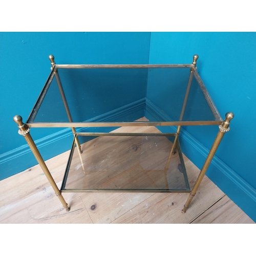 367 - 1940's brass and glass lamp table. {58 cm H x 55 cm W x 44 cm D}.