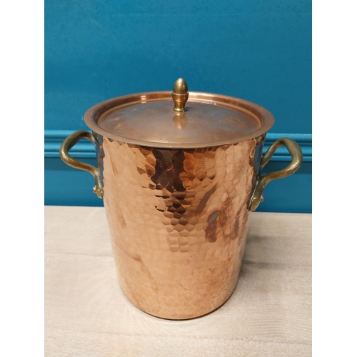 37 - Good quality French lidded copper pan {27cm H x 27cm W x 19cm D}