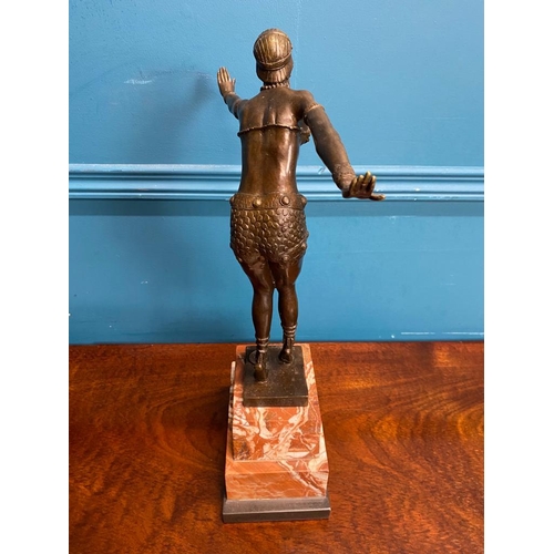 375 - Bronze model of Dancer on marble base stamped D H Chiparus. {50 cm H x 35 cm W x 12 cm D}.