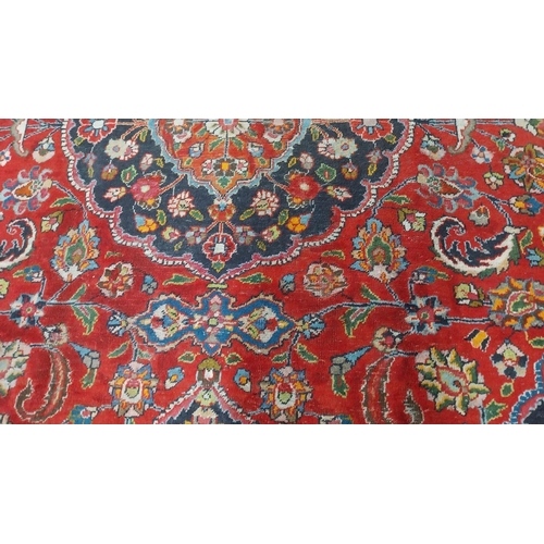 382 - Decorative Persian carpet square {349 cm L x 257 cm W }.