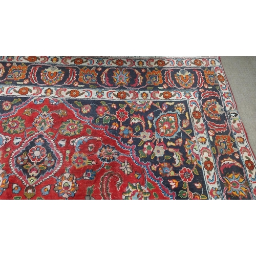 382 - Decorative Persian carpet square {349 cm L x 257 cm W }.