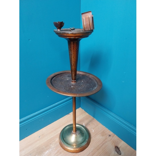 386 - Retro two tier brass and copper ashtray. {74 cm H x 27 cm Dia.}.