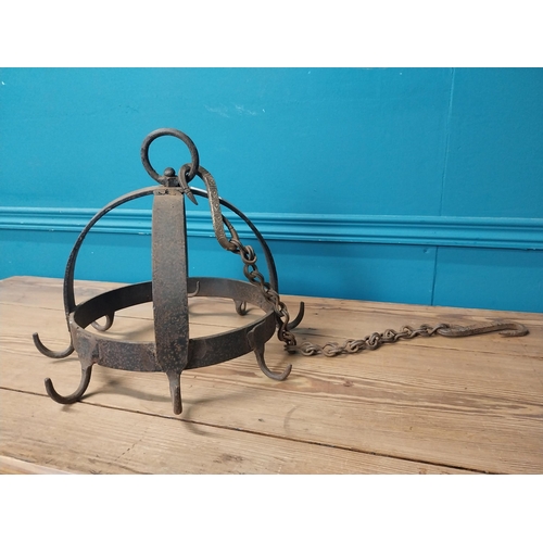 389 - 19th C. wrought iron game rack. {91 cm H x 77 cm Dia.}.