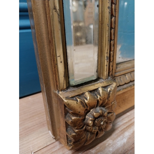 390 - 19th C. French gilt mirror with floral decoration and etched surrounds surmounted with cherubs. {180... 