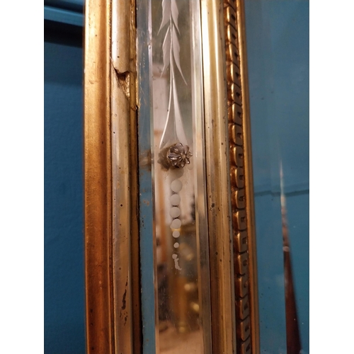 390 - 19th C. French gilt mirror with floral decoration and etched surrounds surmounted with cherubs. {180... 