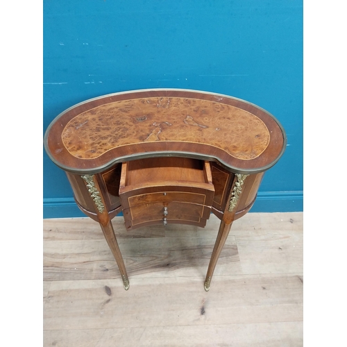 398 - French kingwood kidney shaped lamp table in the 19th C. style. {71 cm H x 57 cm W x 35 cm D}.