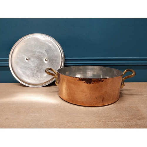 40 - Good quality French lidded copper pan {15cm H x 40cm W x 30cm D}